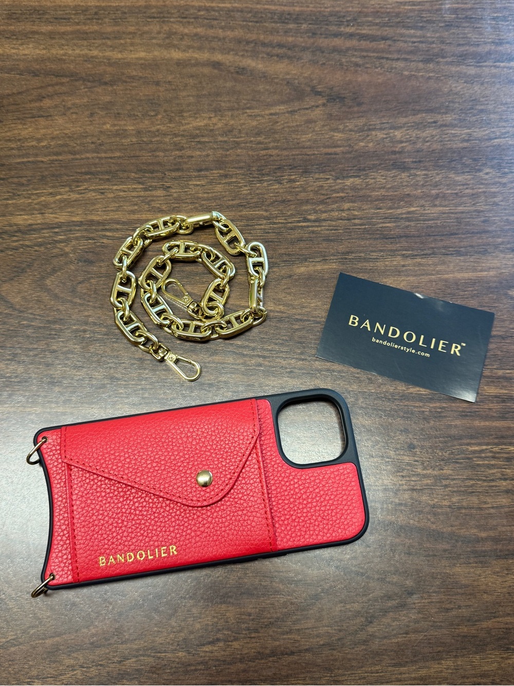 Bandolier Hailey Case for iPhone 14 in Red/Gold with Isla Wristlet - Picture 15 of 15